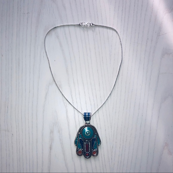 COLORFUL HAMSA NECKLACE - Picture 2 of 5